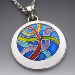 Enameled silver colorful necklace