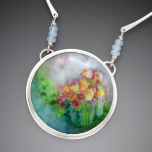 Enameled silver necklace inspired by Monet
