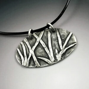 Grass texture silver pendant
