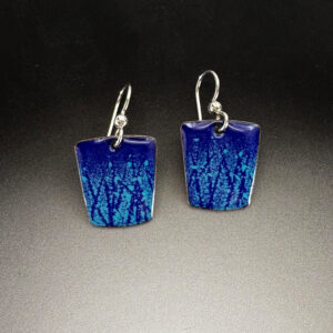 Abstract blue enamel earrings