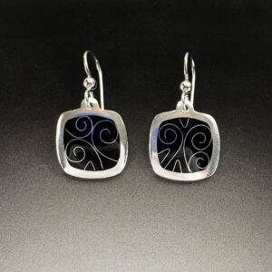Black cloisonné silver earrings