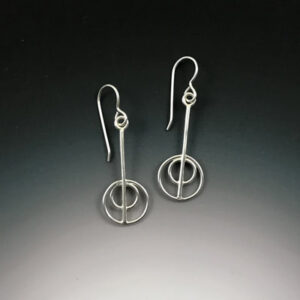 Silver drop earrings with concentric circles