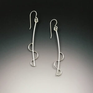 Abstract long silver earrings
