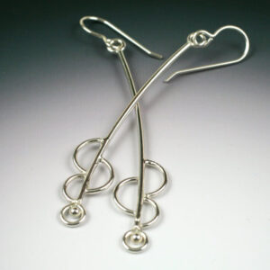 Abstract long silver earrings