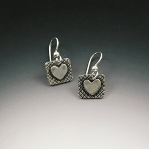 Layered silver heart earrings